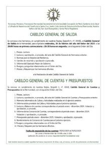 CONVOCATORIA CABILDO SALIDA Y CUENTAS 2025