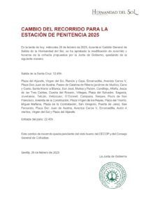Cambio de recorrido para la Estación de Penitencia 2025